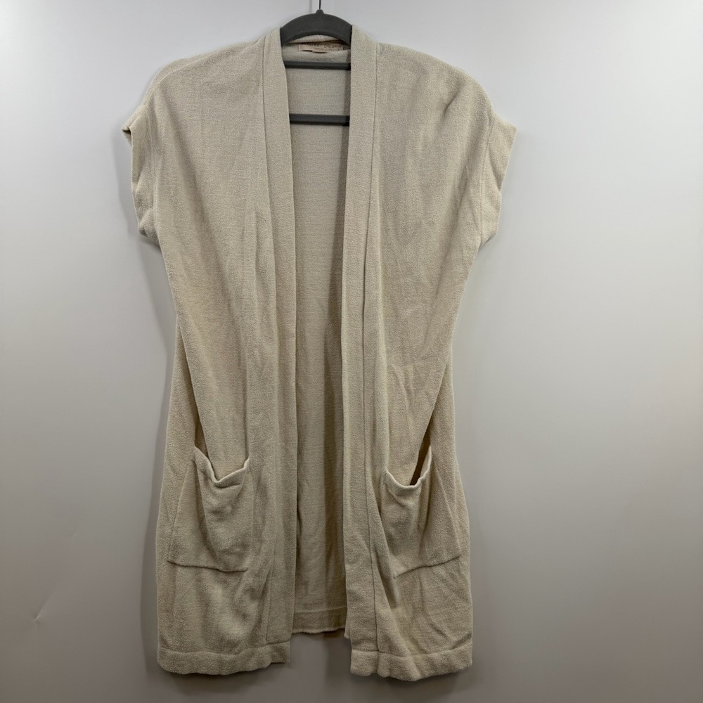 Barefoot Dreams CozyChic Ultra Lite Cardigan Womens XS Sand Dune Long Vest 497